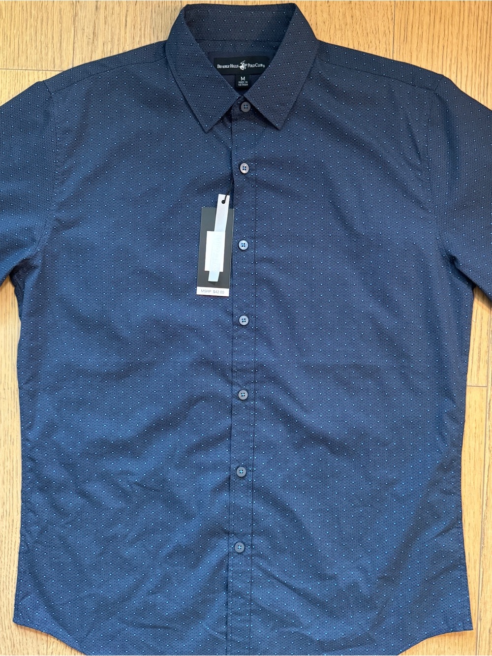 Men’s Navy Short Sleeve Cotton Shirt NWT - Size M - Picture 2 of 7